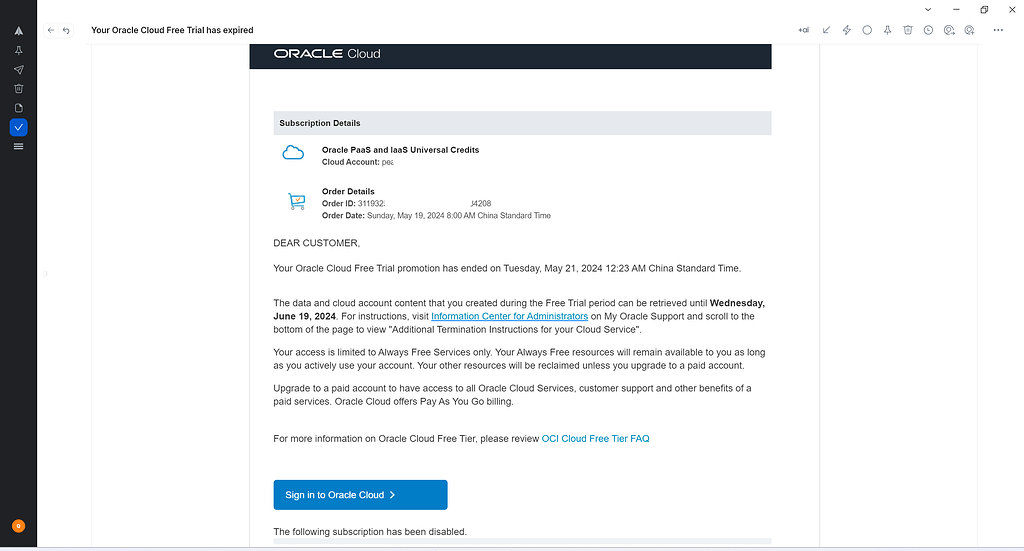 Your Oracle Cloud Free Trial has expired—甲骨文30天试用被提前终止 - 开发调优 - LINUX DO