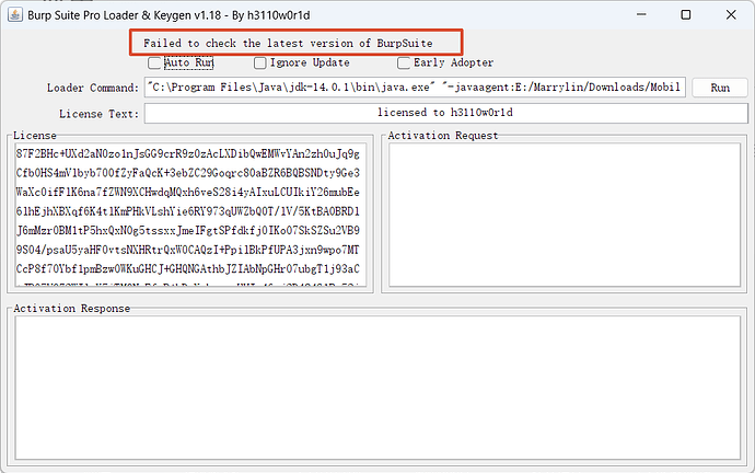 Failed to check the latest version of BurpSuite