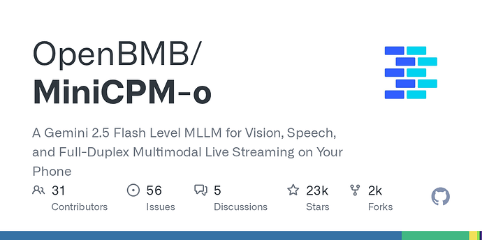 OpenBMB 开源 MiniCPM-o 4.5：9B 参数对标 Gemini 2.5 Flash，支持全双工多模态直播 - 前沿快讯 ...