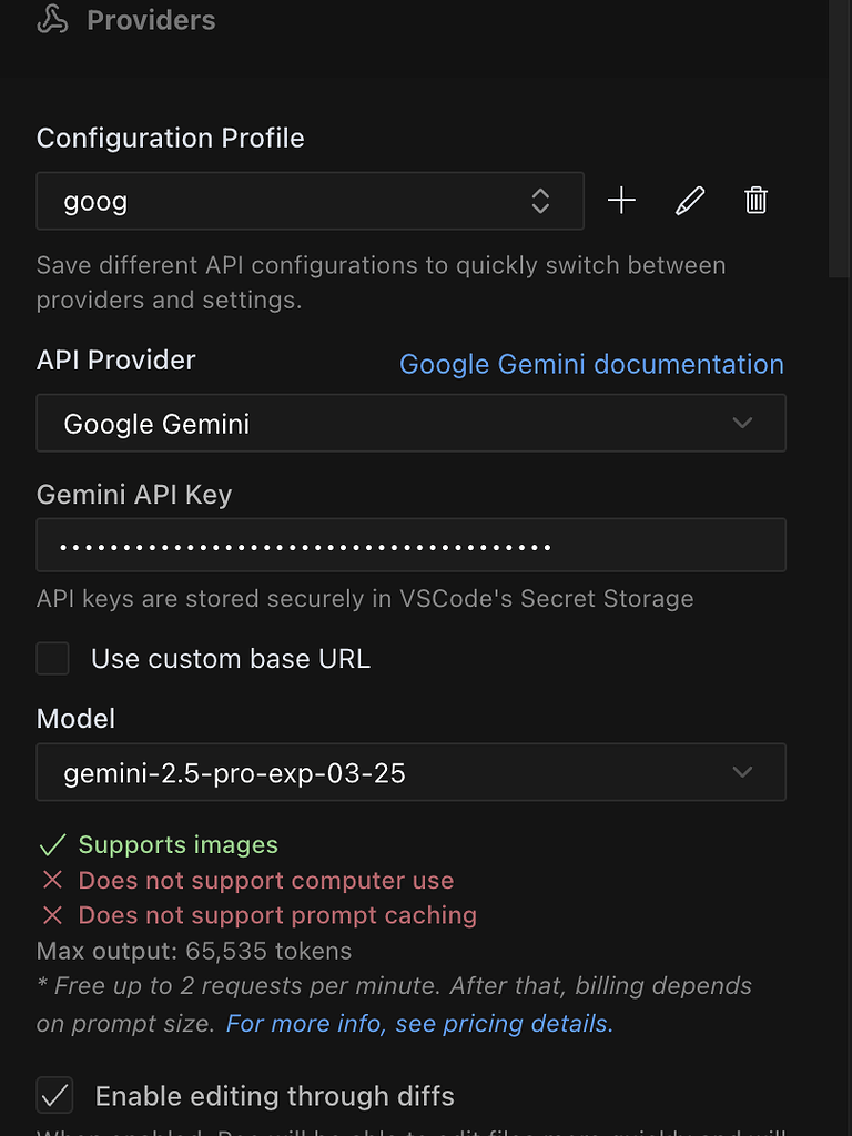 求助：roo code 配置 google gemini 提示exception TypeError: fetch failed ...
