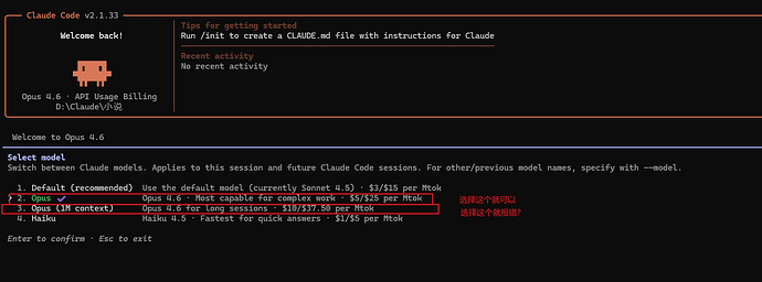 很疑惑。。。为什么cc里选择opus就正常，选择opus(1M context就报错) - 开发调优 - LINUX DO