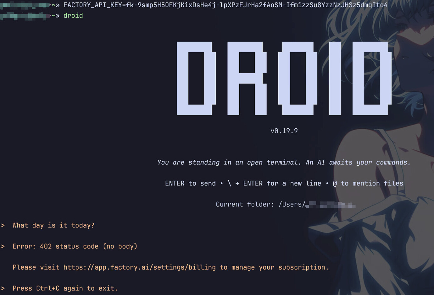 droid cli 怎么使用FACTORY_API_KEY？ - 开发调优 - LINUX DO