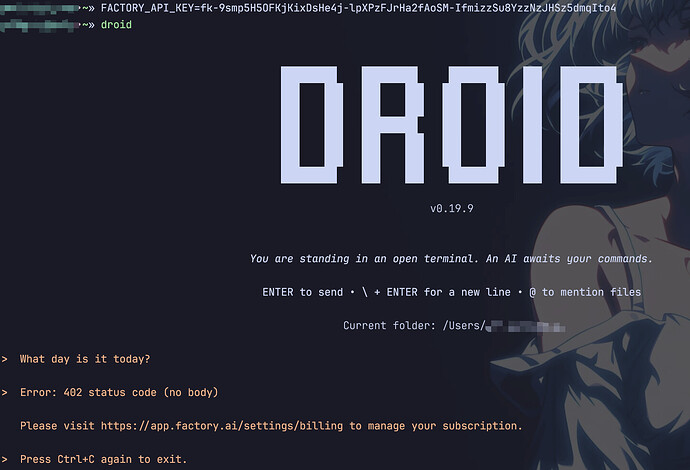 droid cli 怎么使用FACTORY_API_KEY？ - 开发调优 - LINUX DO