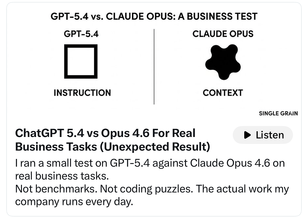 ChatGPT 5.4 vs Opus 4.6 真实业务任务对比 - 资源荟萃 - LINUX DO
