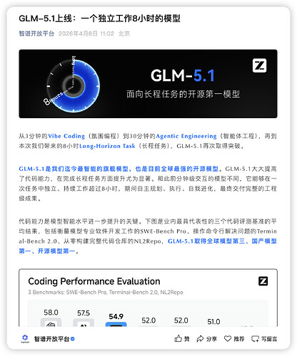 前沿快讯！GLM 5.1 开源了！ - 国产替代 - LINUX DO