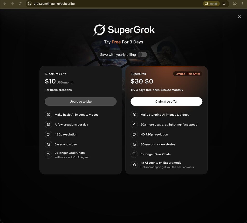 Grok Linux grok现在有super grok lite,10刀一个月,不知道额度怎么样 - 前沿快讯 - LINUX DO