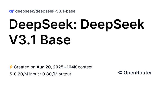Openrouter好像可以调用DeepSeek V3.1了 - 前沿快讯 - LINUX DO