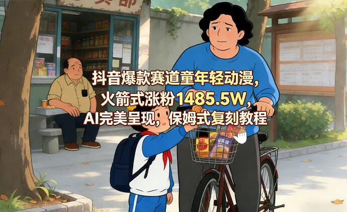 抖音爆款赛道童年轻动漫,火箭式涨粉1485.5W,AI完美呈现,保姆式复刻教程