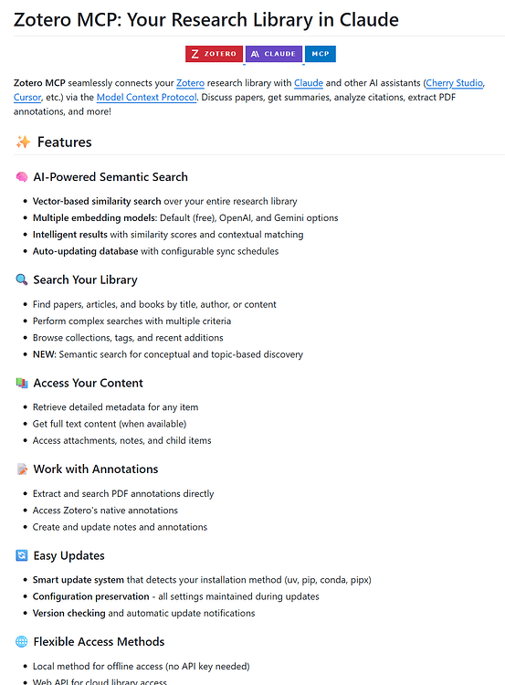 知名的 Zotero 文献库Github也有发布的 MCP - 前沿快讯 - LINUX DO