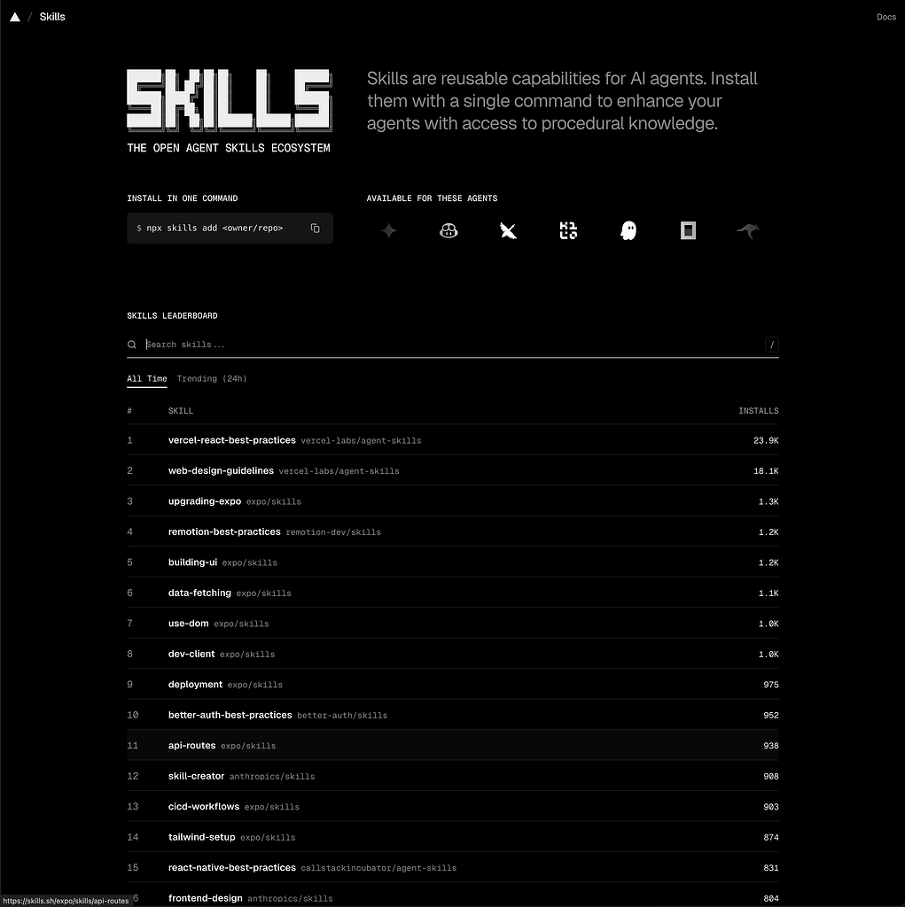 skills 仓库，npx 一键安装，vercel维护的，用起来还蛮好用的 - 前沿快讯 - LINUX DO