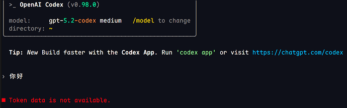 codex求助（Token data is not available.） - 开发调优 - LINUX DO