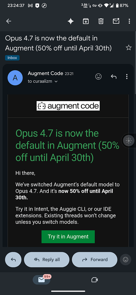 Augment内opus4.7半价 - 前沿快讯 - LINUX DO