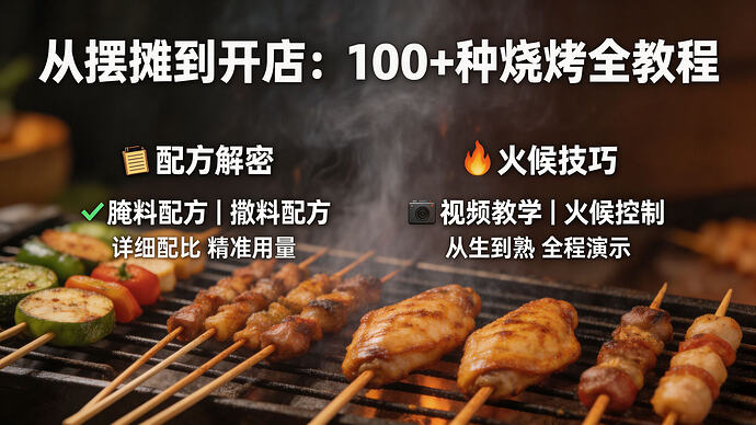 烧烤全教程：腌料配方与火候掌控秘诀 - T4Fan 网盘资源