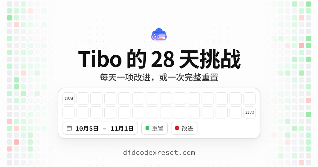 Tibo 的 28 天挑战专题，用 Codex 重置监测站、以及投票来看每一天是在改进，还是会重置？ - 搞七捻三 - LINUX DO