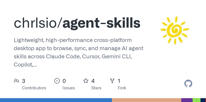 【开源】AgentSkills — 轻量高性能跨平台 AI Agent Skills 管理工具（支持 Claude Code / Cursor ...