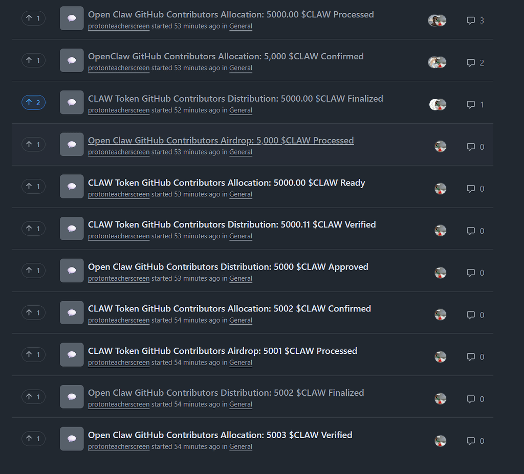 恶意诈骗邮件提醒：Open Claw GitHub Contributors Allocation: 5000.00 $CLAW ...