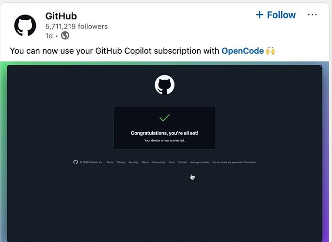 GitHub 宣布：GitHub Copilot 订阅已支持 OpenCode - 前沿快讯 - LINUX DO