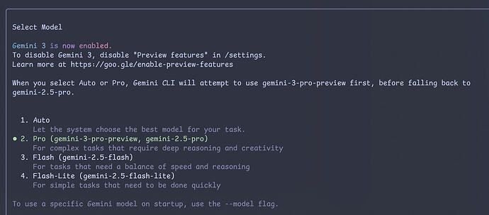 Gemini CLI 已经可以使用 Gemini 3 Pro 了 - 前沿快讯 - LINUX DO