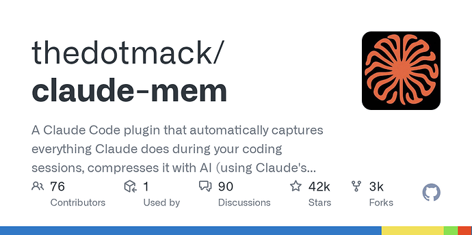 推荐一个Claude Code记忆插件（plugin）：claude-mem - 开发调优 - LINUX DO