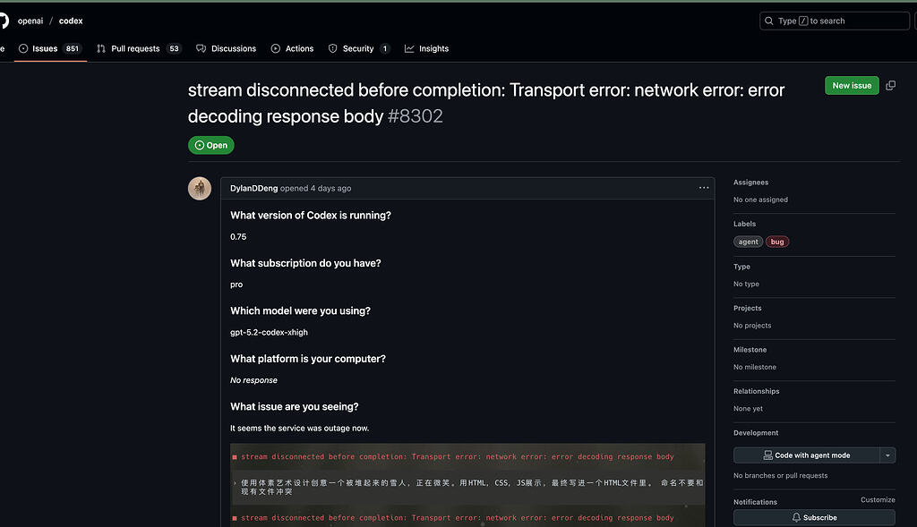 OPENAI 最近不干事啊，github 上也反馈了不少 codex 的网络超时问题 - 搞七捻三 - LINUX DO
