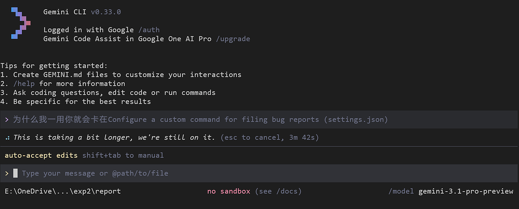 CLI 的gemini-3.1-pro-preview卡住不动 - 开发调优 - LINUX DO