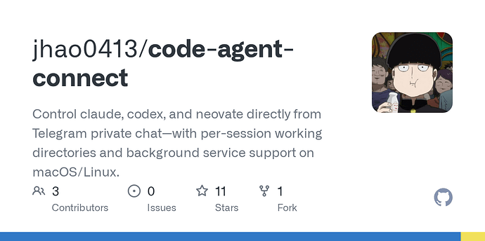 [开源] code-agent-connect 0.2.1 把agent接入tg 支持Windows - 开发调优 - LINUX DO