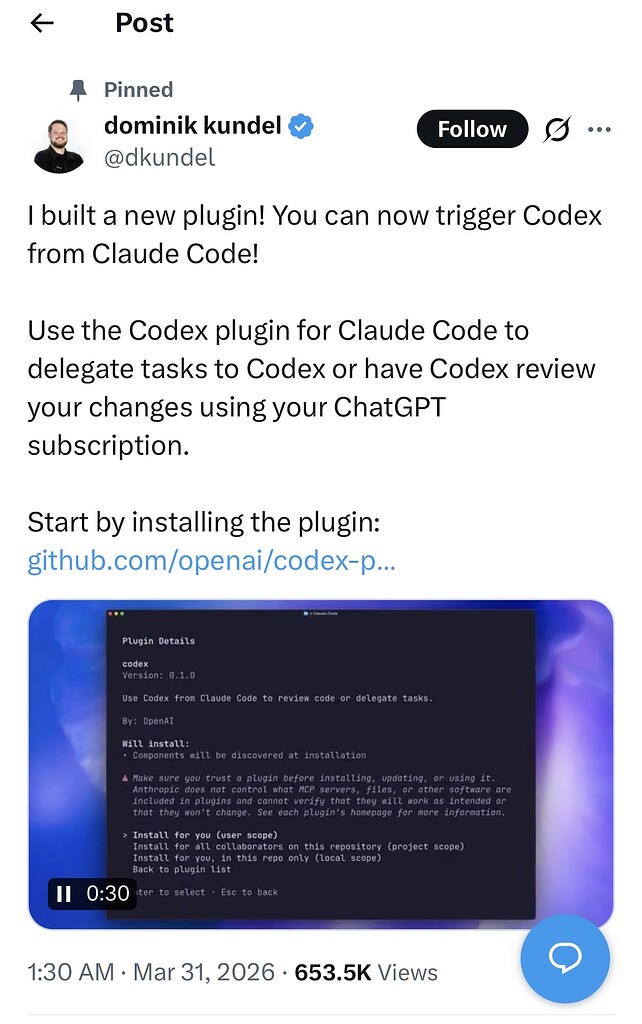 OpenAI官方居然做了一个Claude Code plugin - 开发调优 - LINUX DO