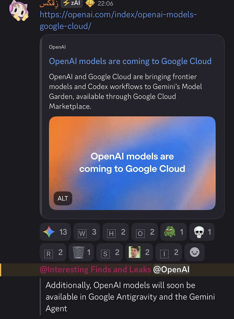 OpenAI宣布其模型将登陆Google Cloud - 前沿快讯 - LINUX DO