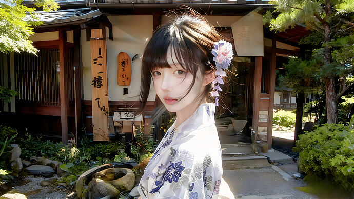 【哲风壁纸】和服-少女-日式庭院