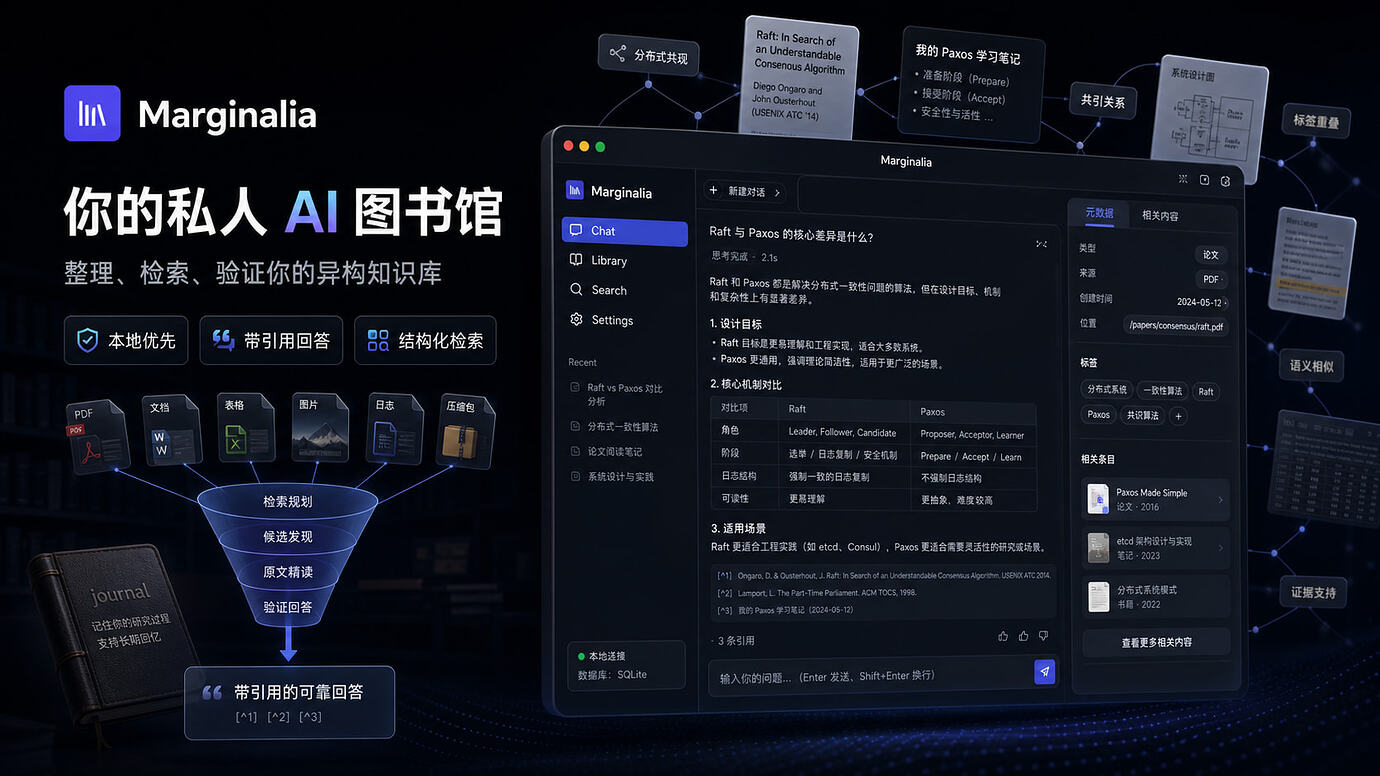 【开源自荐】Marginalia：一个面向私人异构资料库的 AI 检索 / 调查系统 - 资源荟萃 - LINUX DO