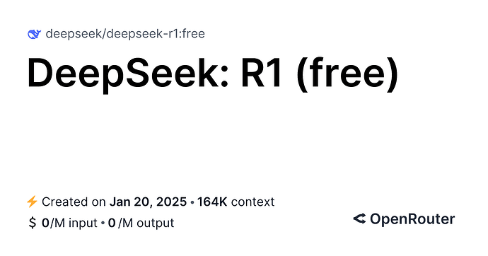 DeepSeek R1 免费 API (openrouter) - 资源荟萃 - LINUX DO