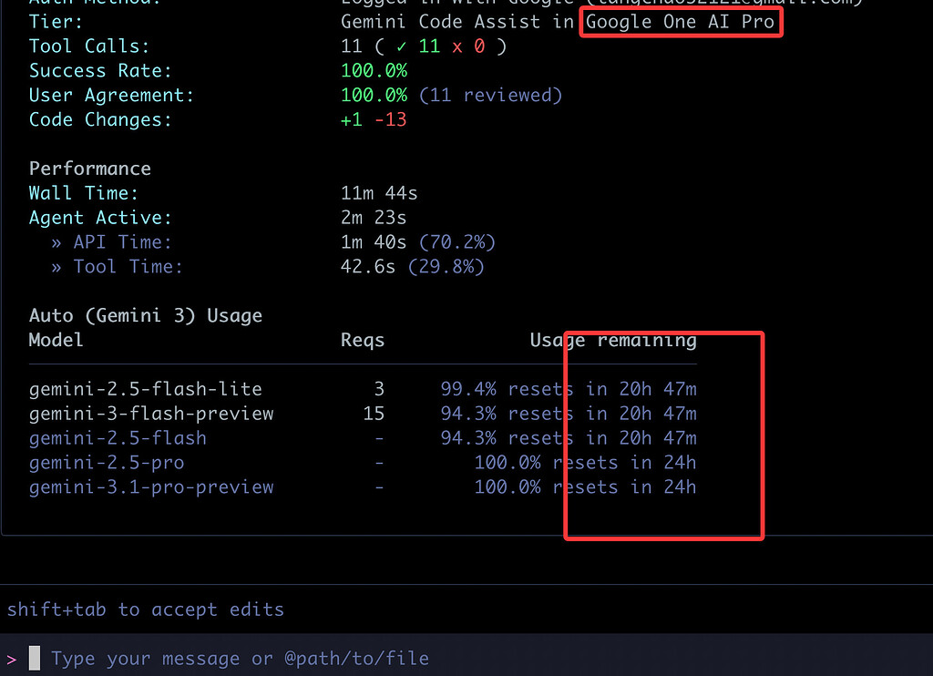 gemini cli 更新从5h变成了1day...... - 开发调优 - LINUX DO