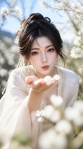 VX5R05慕佩琳红衣23雪柳白裙吹花s1