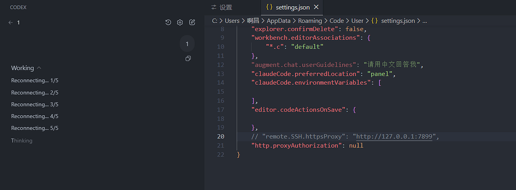 vscode 配置codex 能登录成功 也配置了代理 就是发送信息401 - 开发调优 - LINUX DO