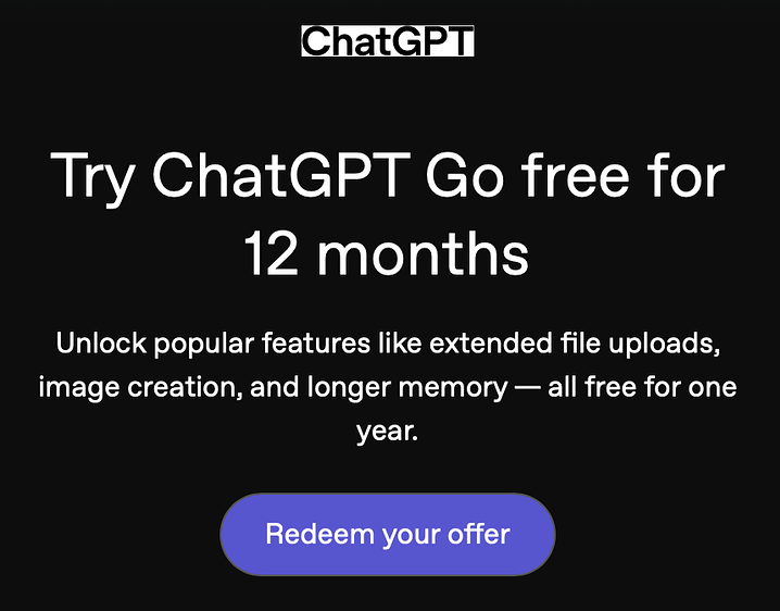 ChatGPT Plus 官方推送免费1个月 - 福利羊毛 - LINUX DO