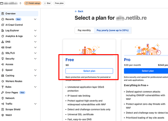 netlib 托管到cf后 无法选择免费plan - 开发调优 - LINUX DO