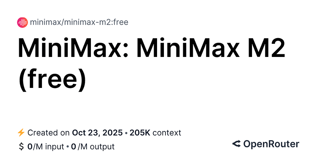 minimax-m2 openrouter免费使用 - 前沿快讯 - LINUX DO