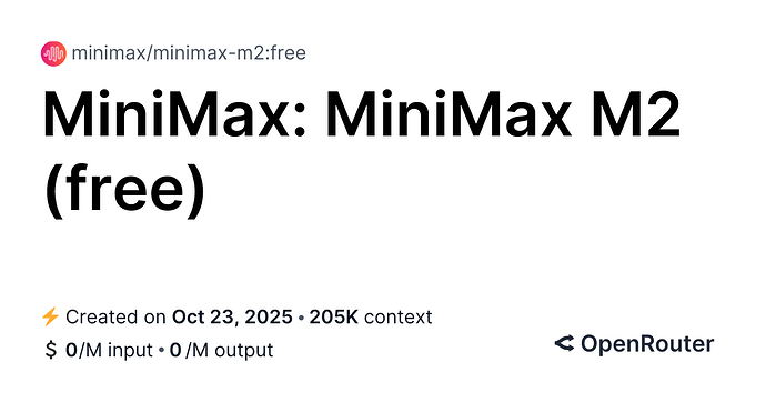 minimax-m2 openrouter免费使用 - 前沿快讯 - LINUX DO