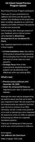 Jetbrains 停止独立git客户端 GitClient 开发 - 前沿快讯 - LINUX DO