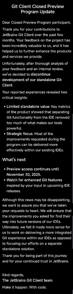 Jetbrains 停止独立git客户端 GitClient 开发 - 前沿快讯 - LINUX DO