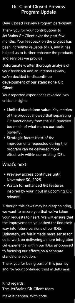 Jetbrains 停止独立git客户端 GitClient 开发 - 前沿快讯 - LINUX DO