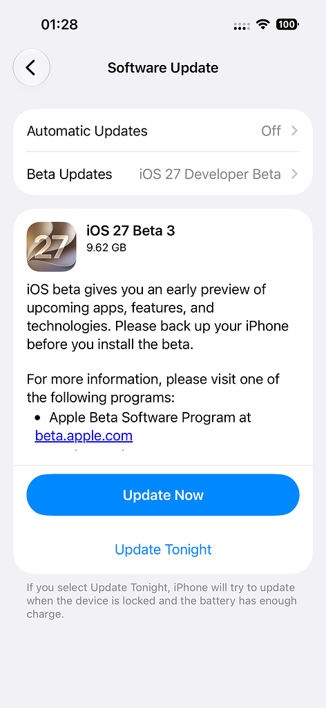 IOS 27 Beta3 来了 - 前沿快讯 - LINUX DO