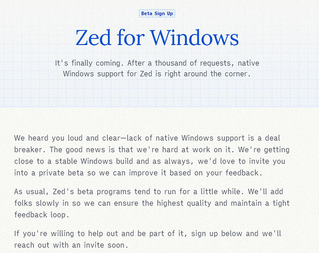 【慢讯】Zed编辑器Windows版本开放Beta申请 - 前沿快讯 - LINUX DO