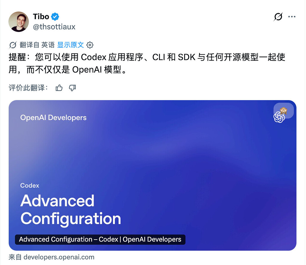 Codex 支持其他模型接入了！！ - 前沿快讯 - LINUX DO