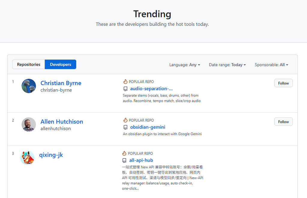 终于也是有幸登上了Github Trending，有点小激动呢 - 开发调优 - LINUX DO