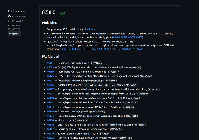 【快讯】Codex 发布 0.58.0，gpt-5.1-codex 系列模型已可用 - 前沿快讯 - LINUX DO