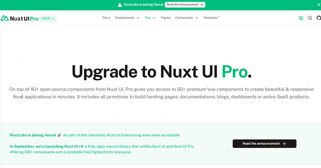 好消息: nuxt被vercel收购了, nuxt ui pro也要免费了 - 前沿快讯 - LINUX DO