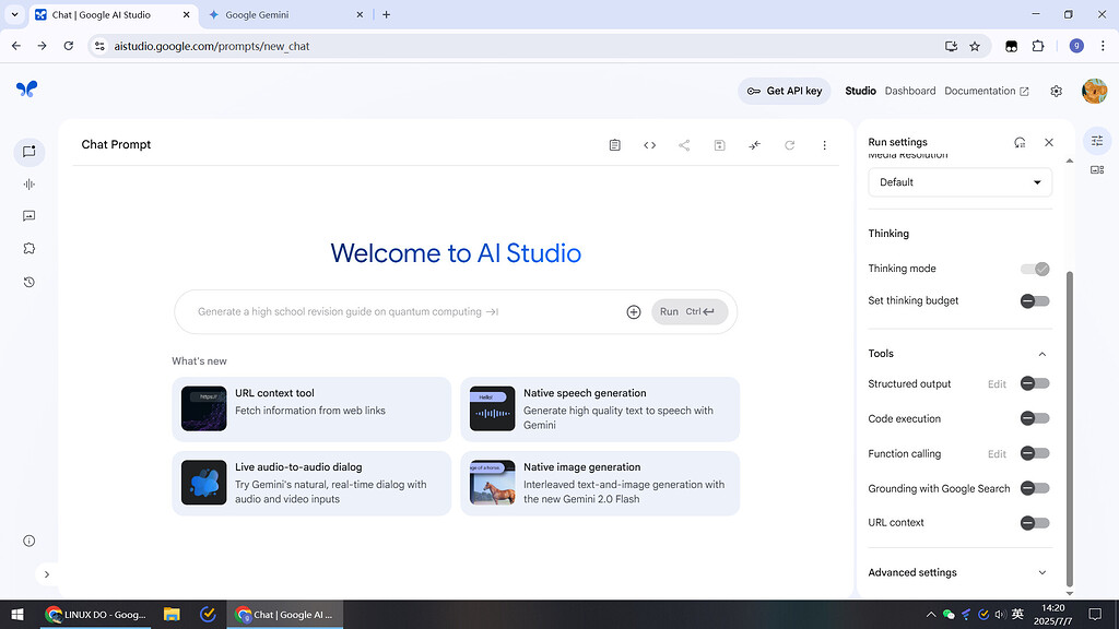 google ai studio能办法汉化吗，英语不太好，看着有点不舒服 - 搞七捻三 - LINUX DO