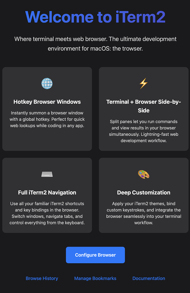 iTerm2 更新 beta 版本后,支持浏览器功能 - 前沿快讯 - LINUX DO
