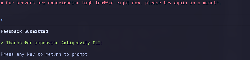 antigravity cli 刚出的也 high traffic - 开发调优 - LINUX DO